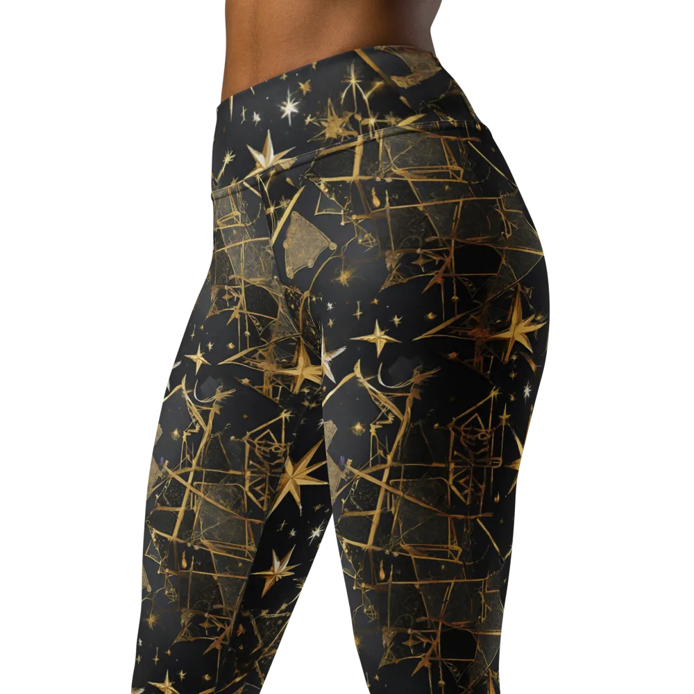 Nocturne Orbit on Yoga Leggings — Left Front
