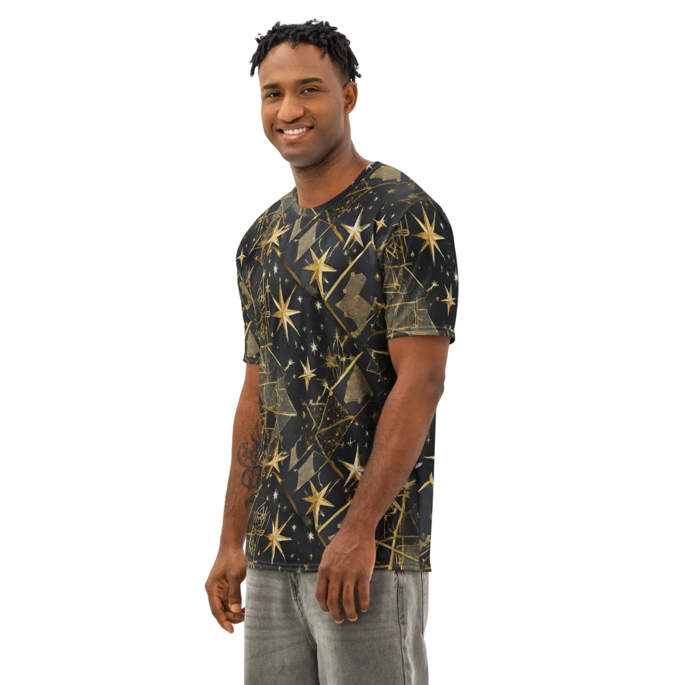 Nocturne Orbit on Men's Cotton Crew Neck T-Shirt — Left Front