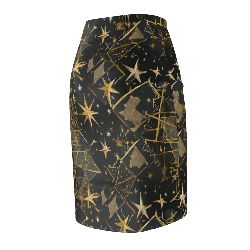 Nocturne Orbit on Pencil Skirt — Back Side