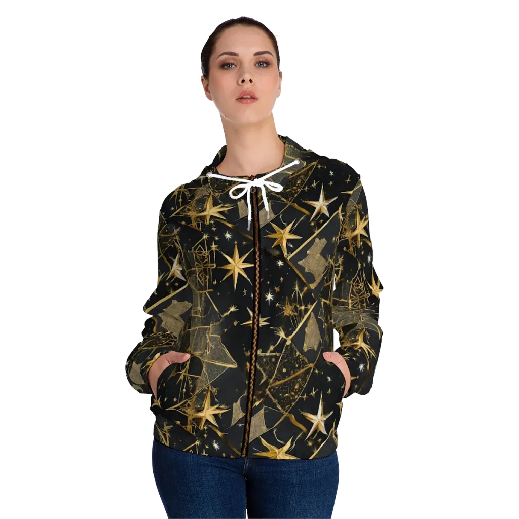 Nocturne Orbit on Women's Full-Zip Hoodie — Front On Person