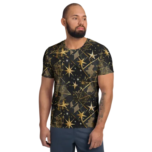 Nocturne Orbit on a Men's Athletic T-Shirt