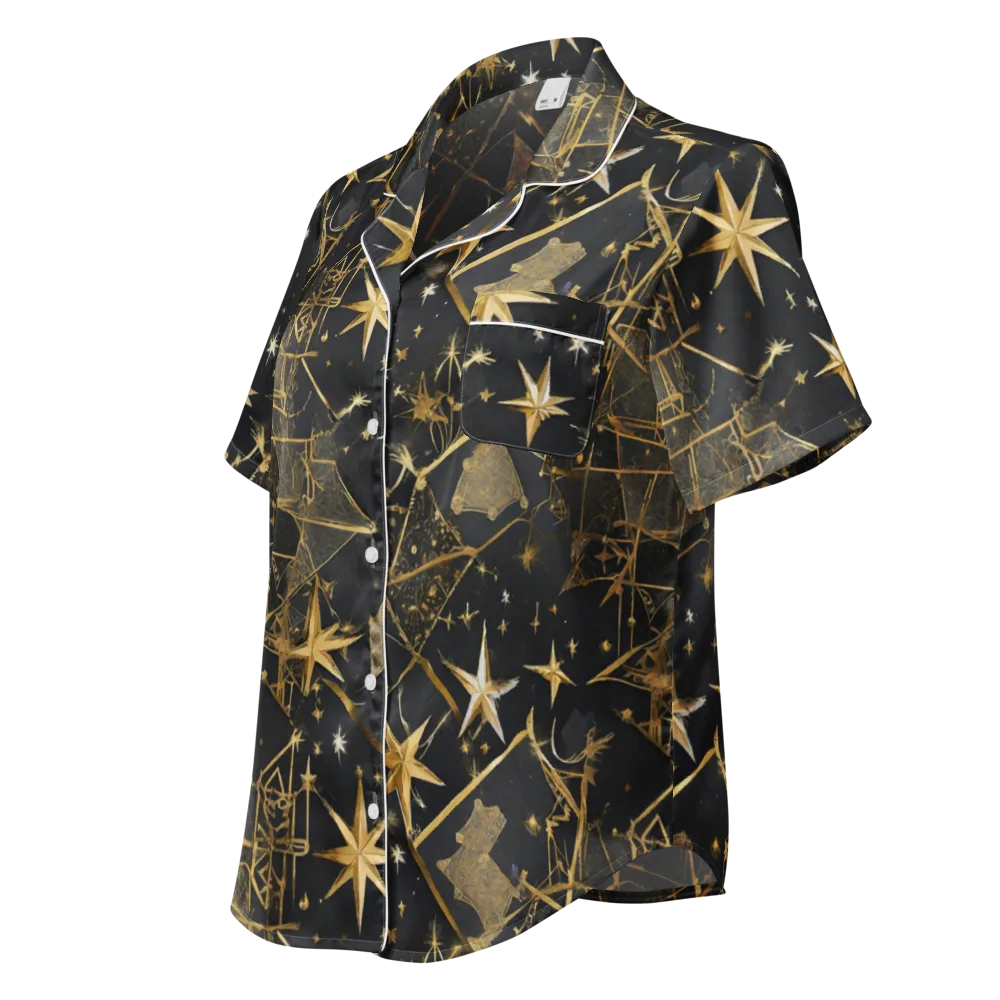 Nocturne Orbit on Women's Short Sleeve Pajama Top — Left Front