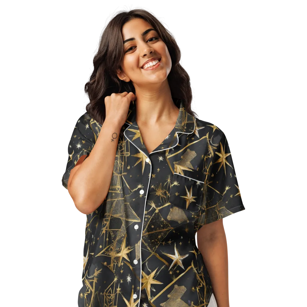 Nocturne Orbit on Women's Short Sleeve Pajama Top — Front