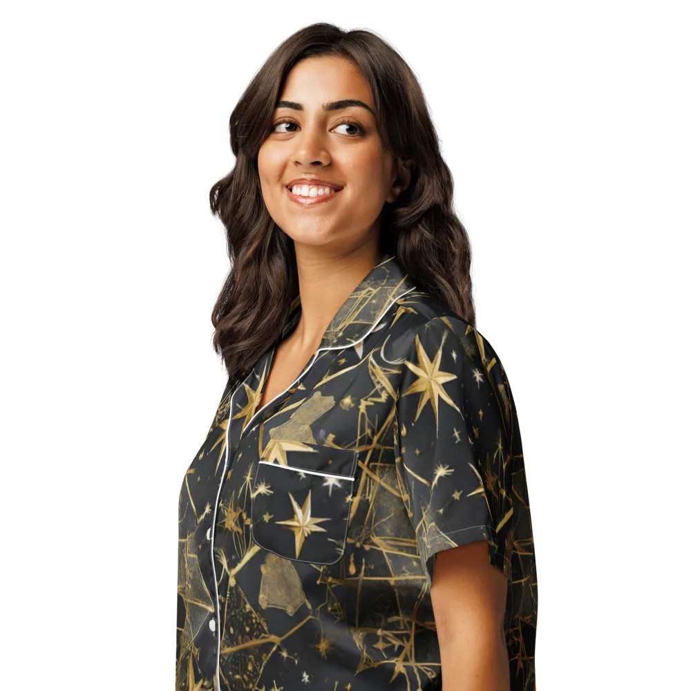 Nocturne Orbit on Women's Short Sleeve Pajama Top — Left Front