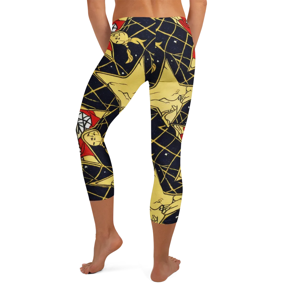Midnight Starlets on Capri Leggings — Back