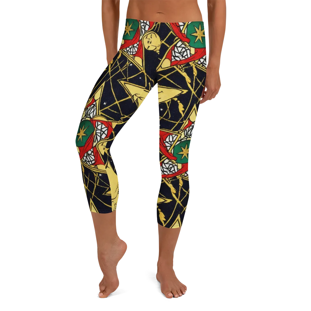 Midnight Starlets on Capri Leggings — Front