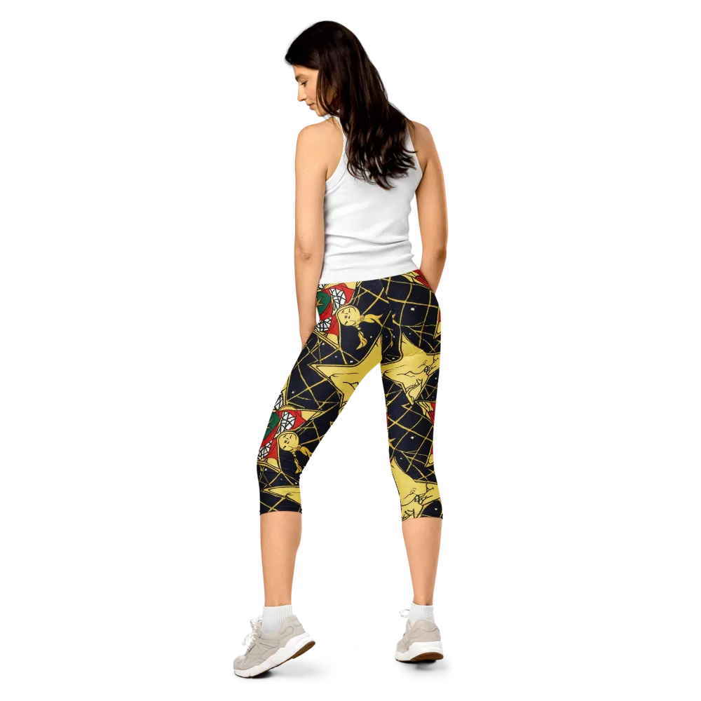 Midnight Starlets on Capri Leggings — Back