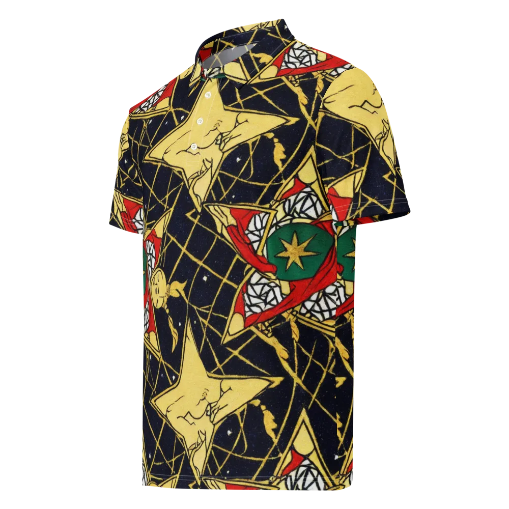 Midnight Starlets on Men's Slim Fit Polo Shirt — Left Front