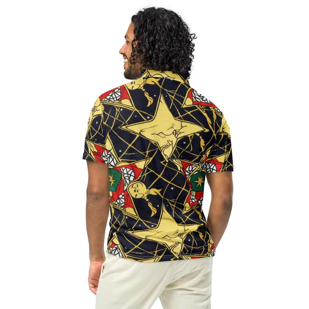 Midnight Starlets on Men's Slim Fit Polo Shirt — Back