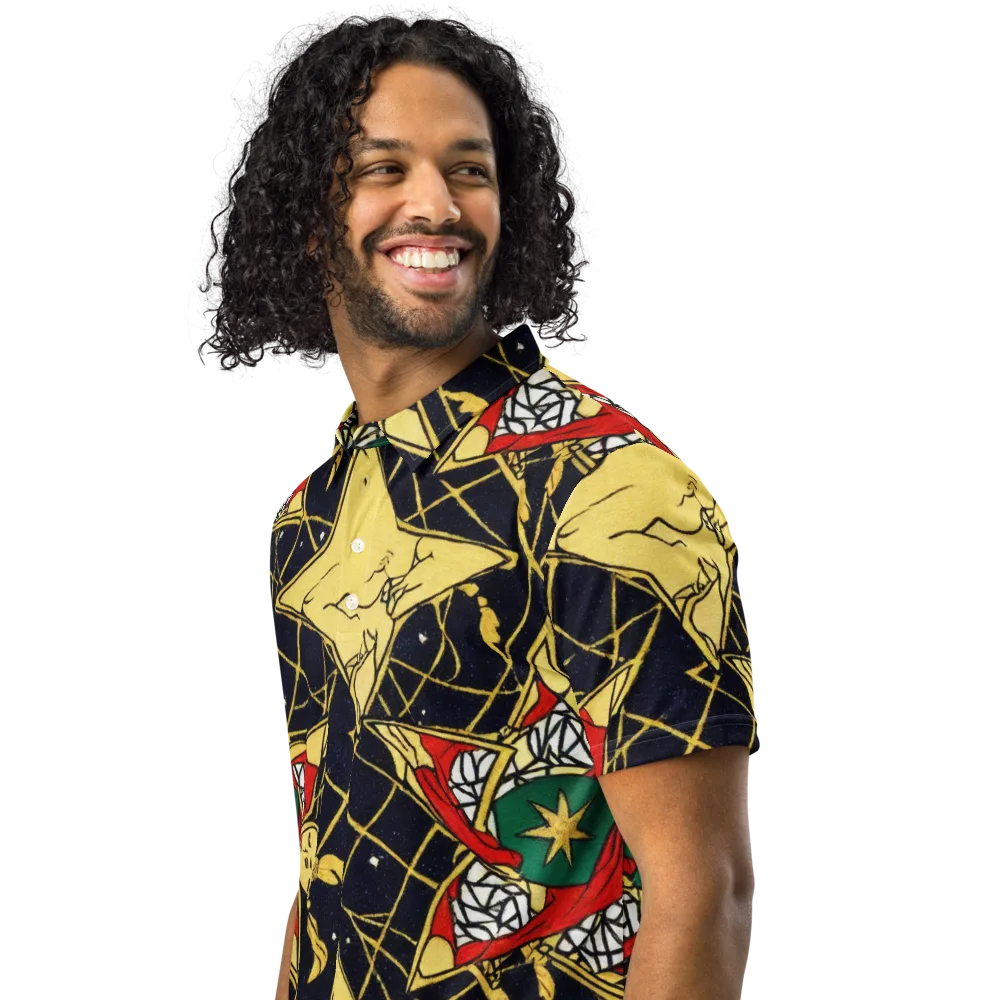 Midnight Starlets on Men's Slim Fit Polo Shirt — Left Front