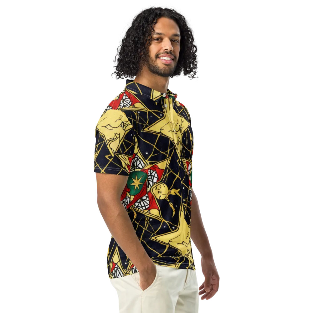 Midnight Starlets on Men's Slim Fit Polo Shirt — Right Front