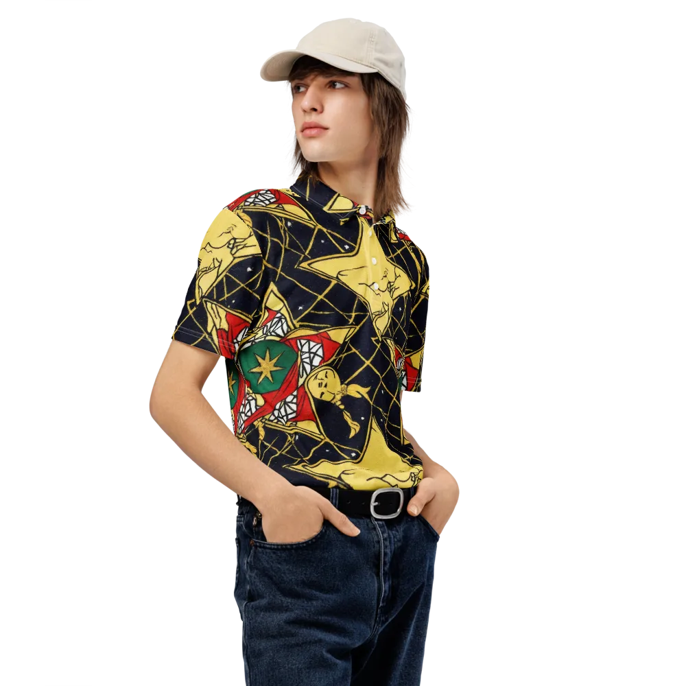 Midnight Starlets on Men's Slim Fit Polo Shirt — Right Front