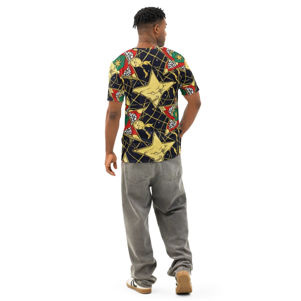Midnight Starlets on Men's Cotton Crew Neck T-Shirt — Back