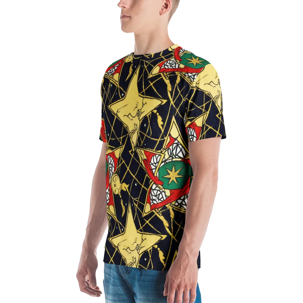 Midnight Starlets on Men's Crew Neck T-Shirt — Left