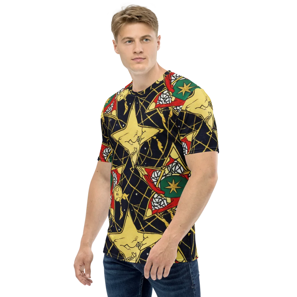 Midnight Starlets on Men's Crew Neck T-Shirt — Left