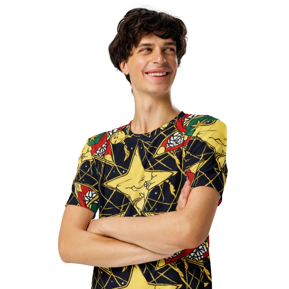 Midnight Starlets on Men's Crew Neck T-Shirt — Left Front