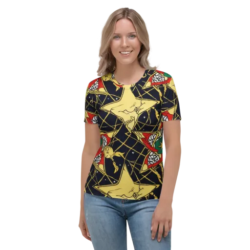 Midnight Starlets on a Women's Crew Neck T-Shirt