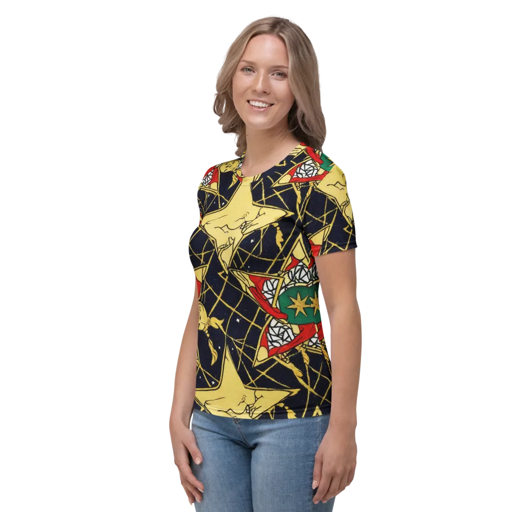 Midnight Starlets on Women's Crew Neck T-Shirt — Left
