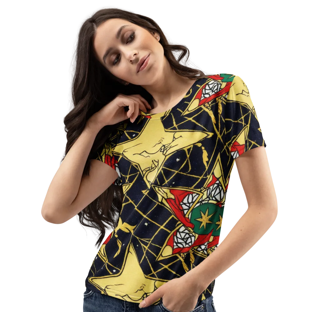 Midnight Starlets on Women's Crew Neck T-Shirt — Left Front
