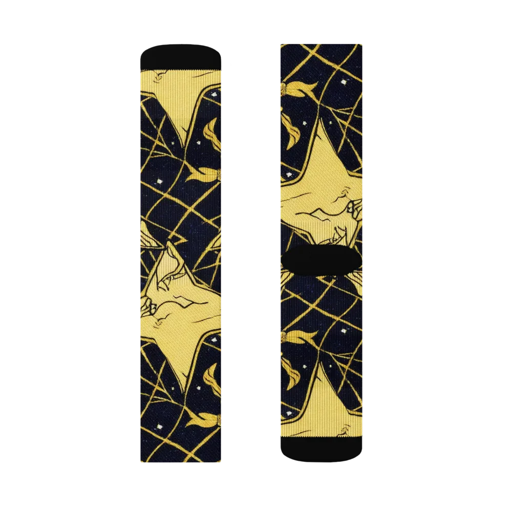 Midnight Starlets on Socks — Left Sock