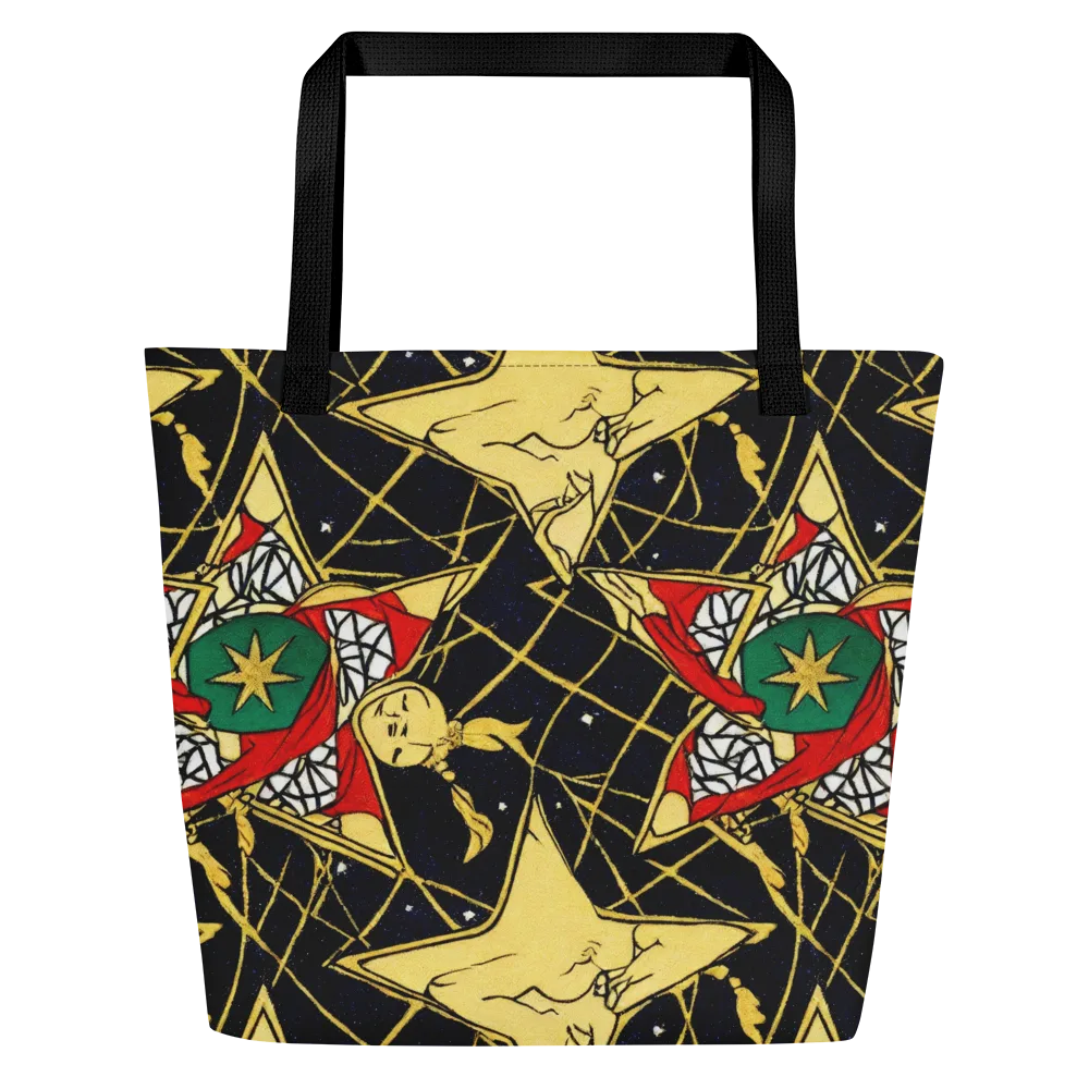 Midnight Starlets on Large Tote Bag W/ Pocket — Front