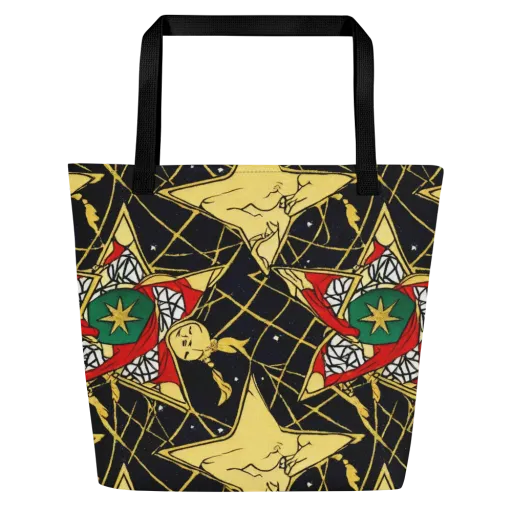 Midnight Starlets on a Large Tote Bag W/ Pocket