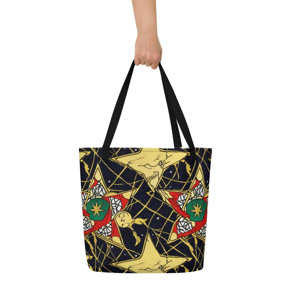 Midnight Starlets on Large Tote Bag W/ Pocket — Front