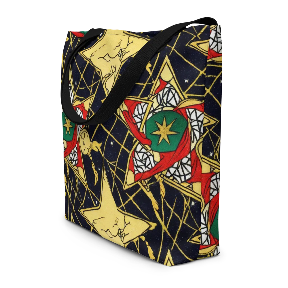 Midnight Starlets on Large Tote Bag W/ Pocket — Front