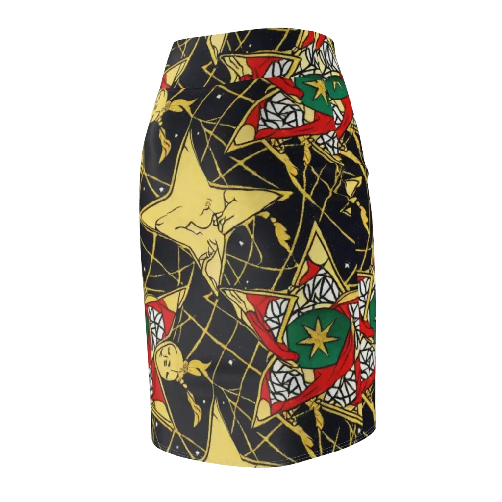 Midnight Starlets on Pencil Skirt — Back Side