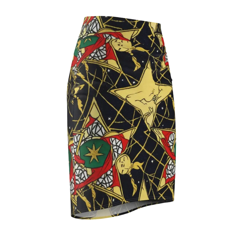 Midnight Starlets on Pencil Skirt — Front Side