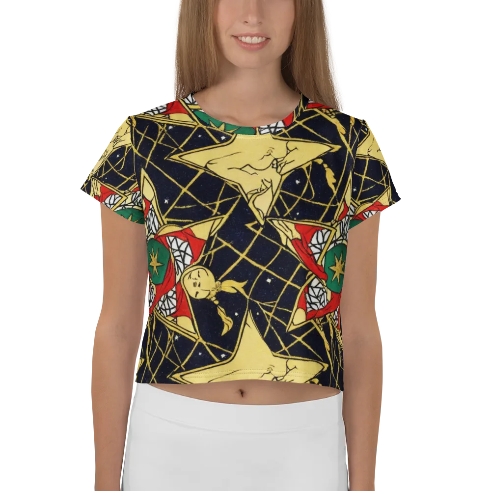 Midnight Starlets on Crop Tee — Front