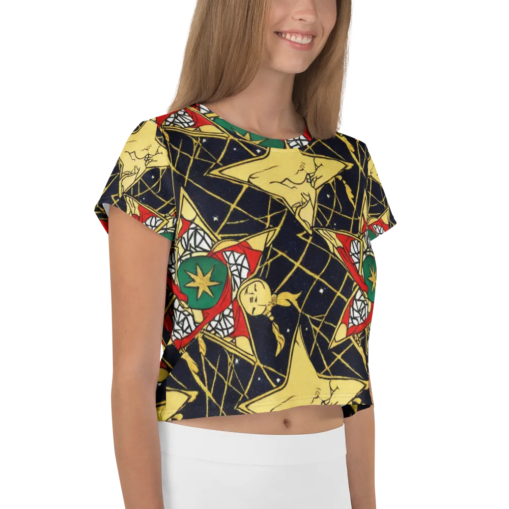 Midnight Starlets on Crop Tee — Right