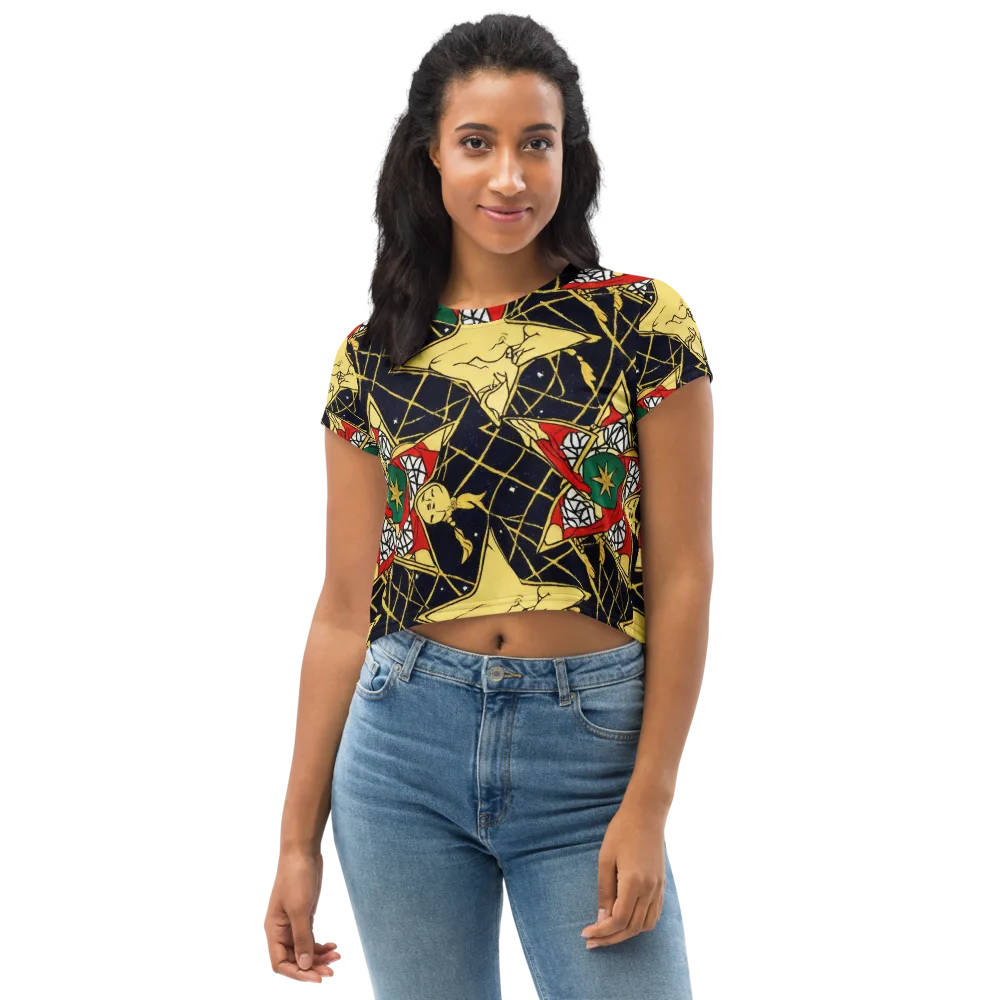Midnight Starlets on Crop Tee — Front