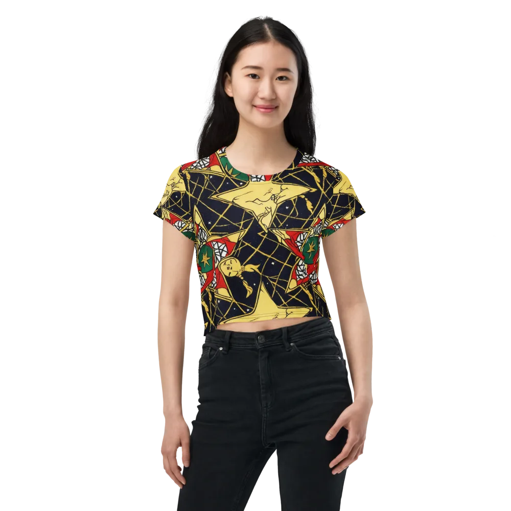 Midnight Starlets on Crop Tee — Front