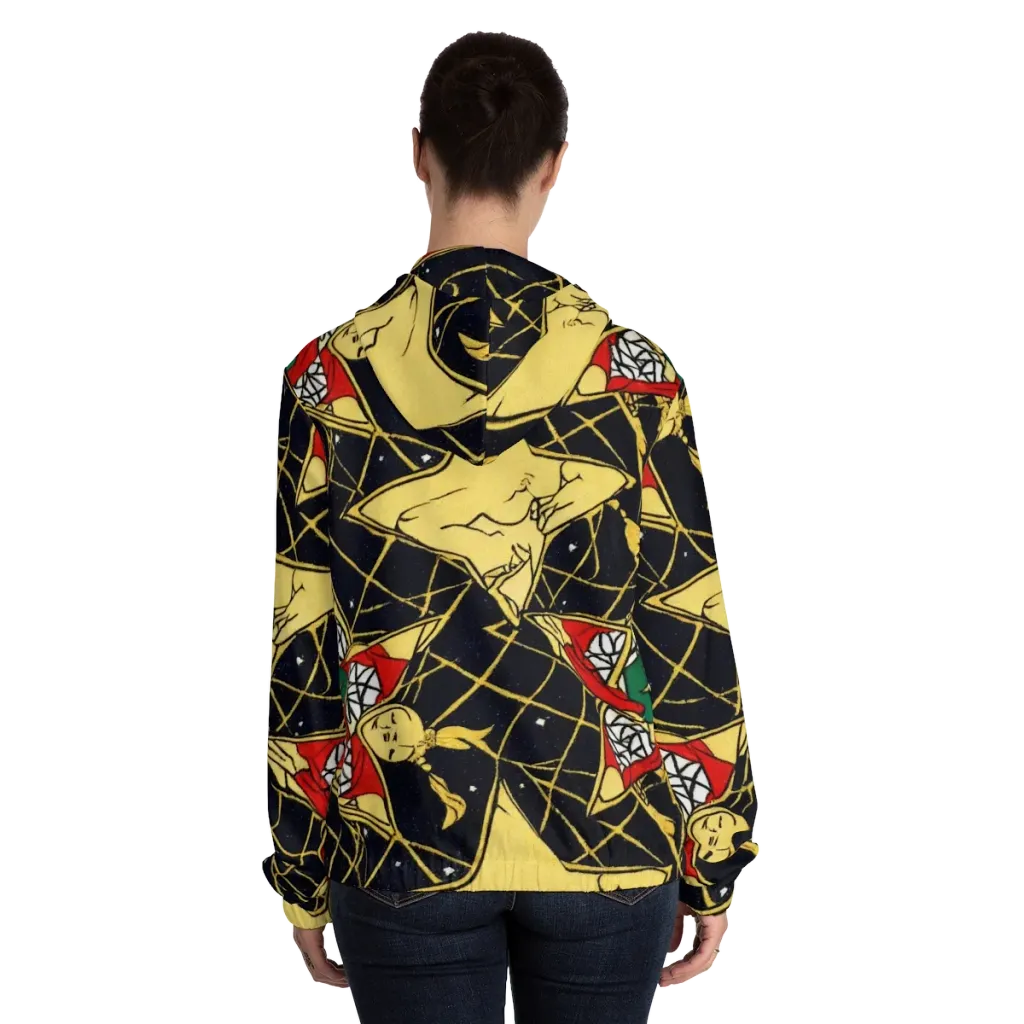 Midnight Starlets on Women's Full-Zip Hoodie — Back On Person