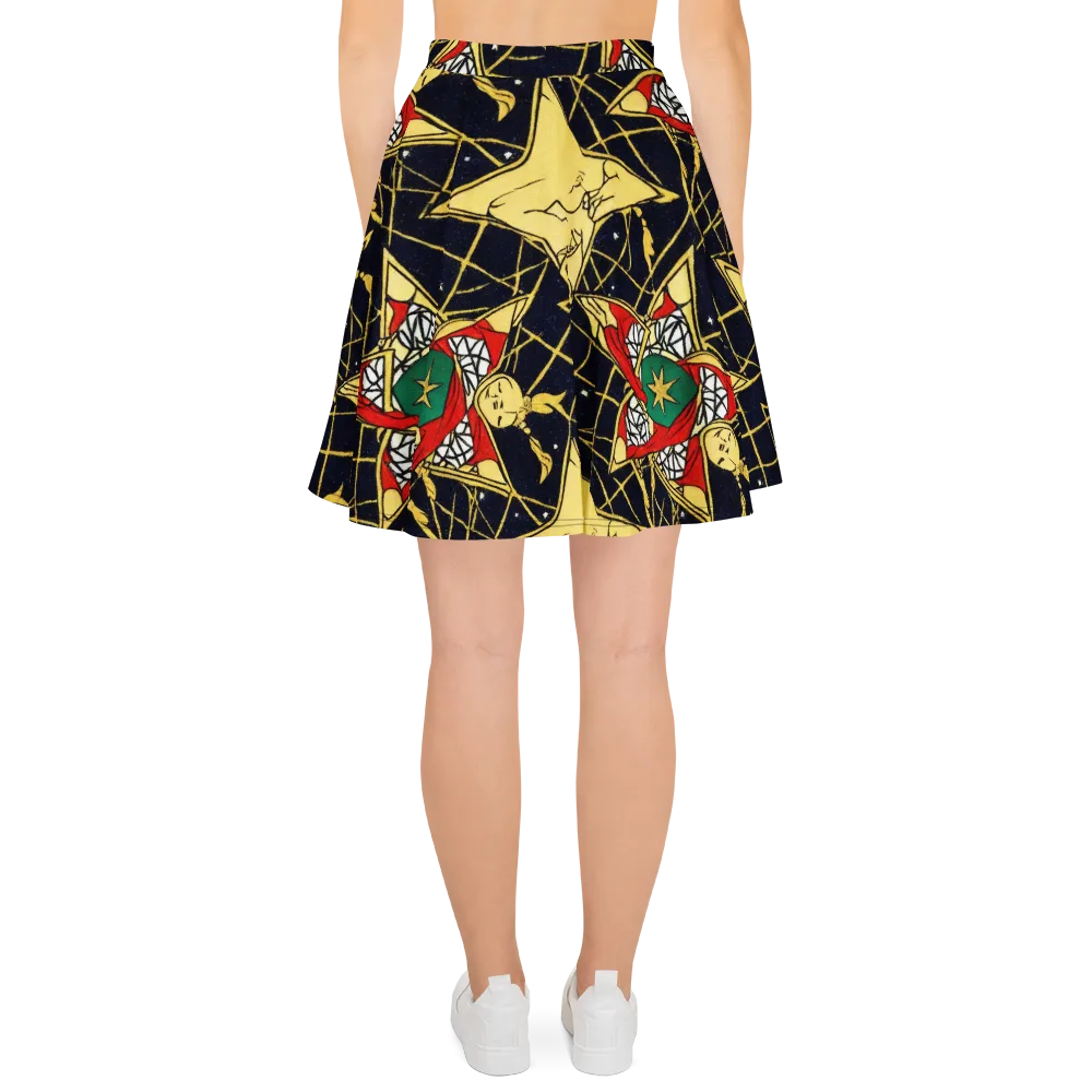 Midnight Starlets on Skater Skirt — Back