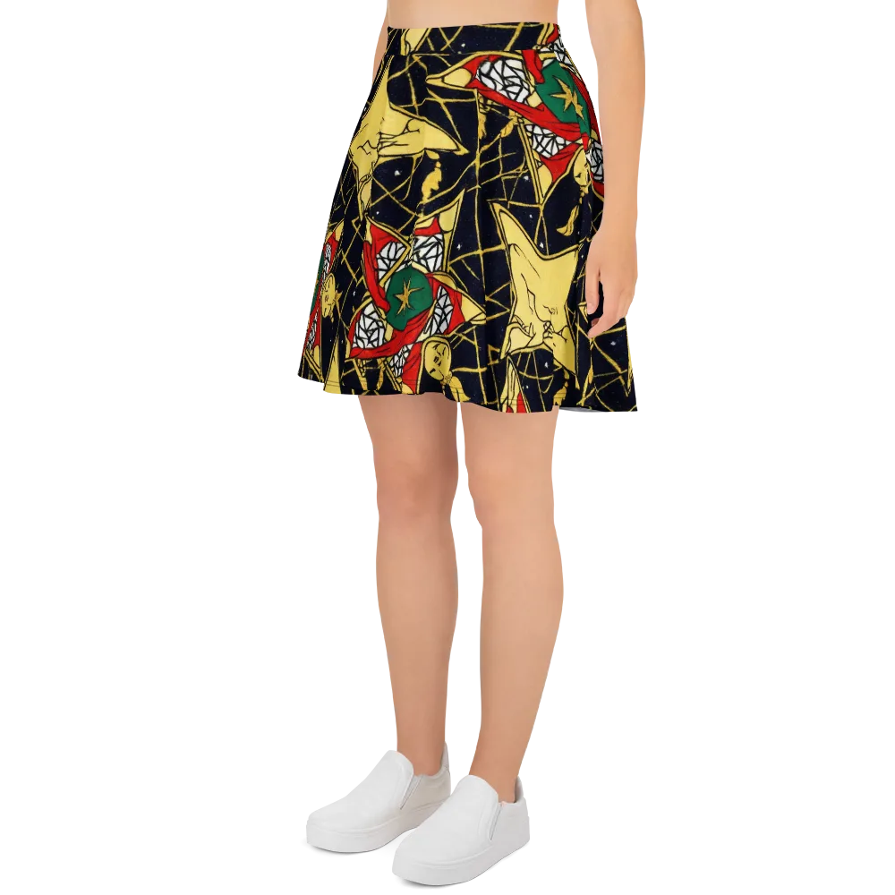 Midnight Starlets on Skater Skirt — Left