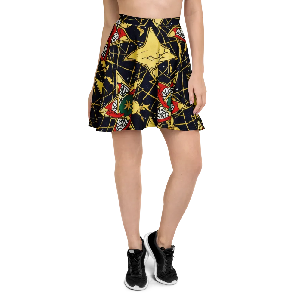 Midnight Starlets on Skater Skirt — Front