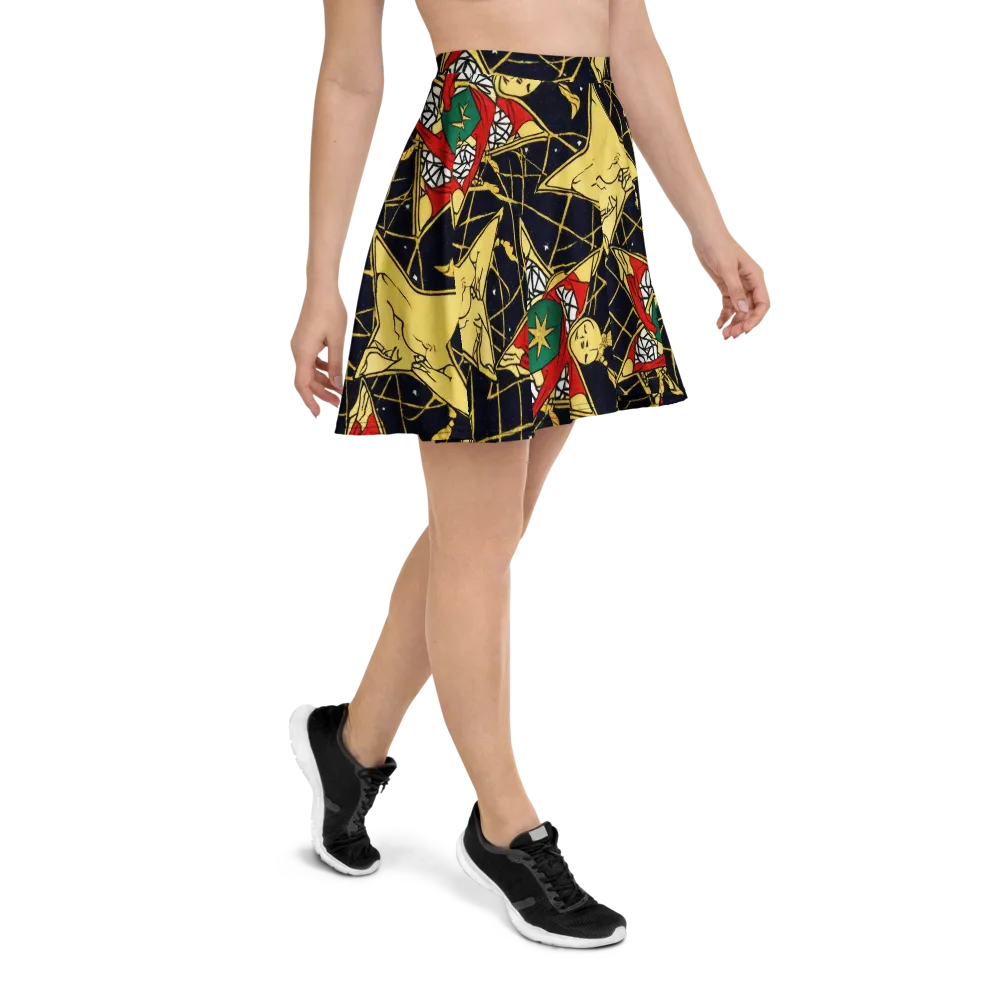 Midnight Starlets on Skater Skirt — Right
