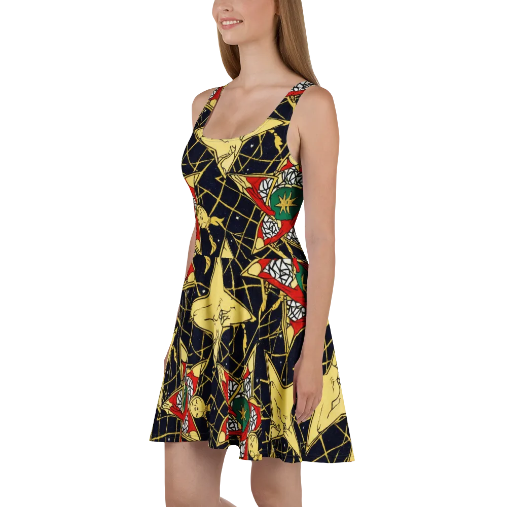 Midnight Starlets on Skater Dress — Left