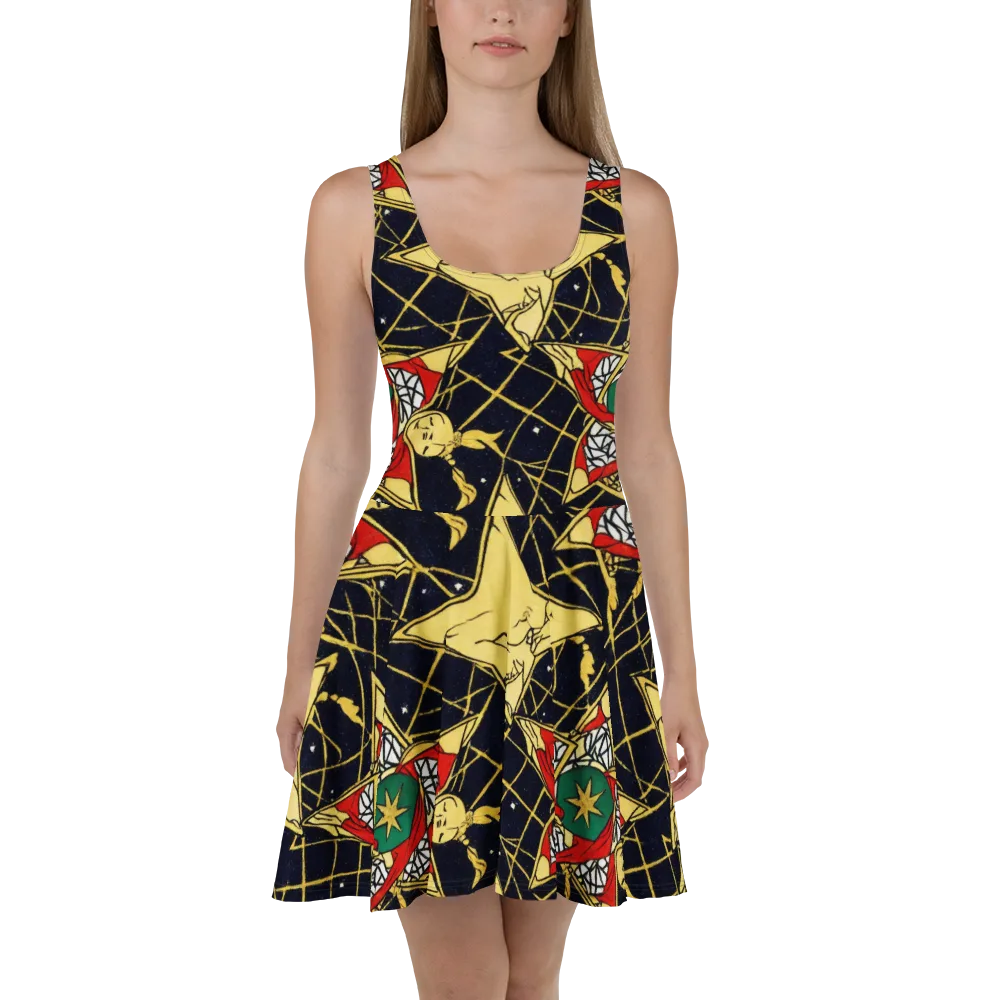 Midnight Starlets on Skater Dress — Front