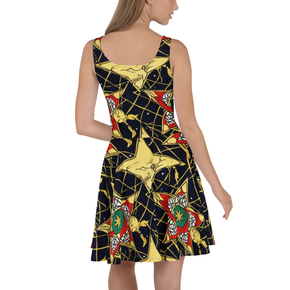 Midnight Starlets on Skater Dress — Back