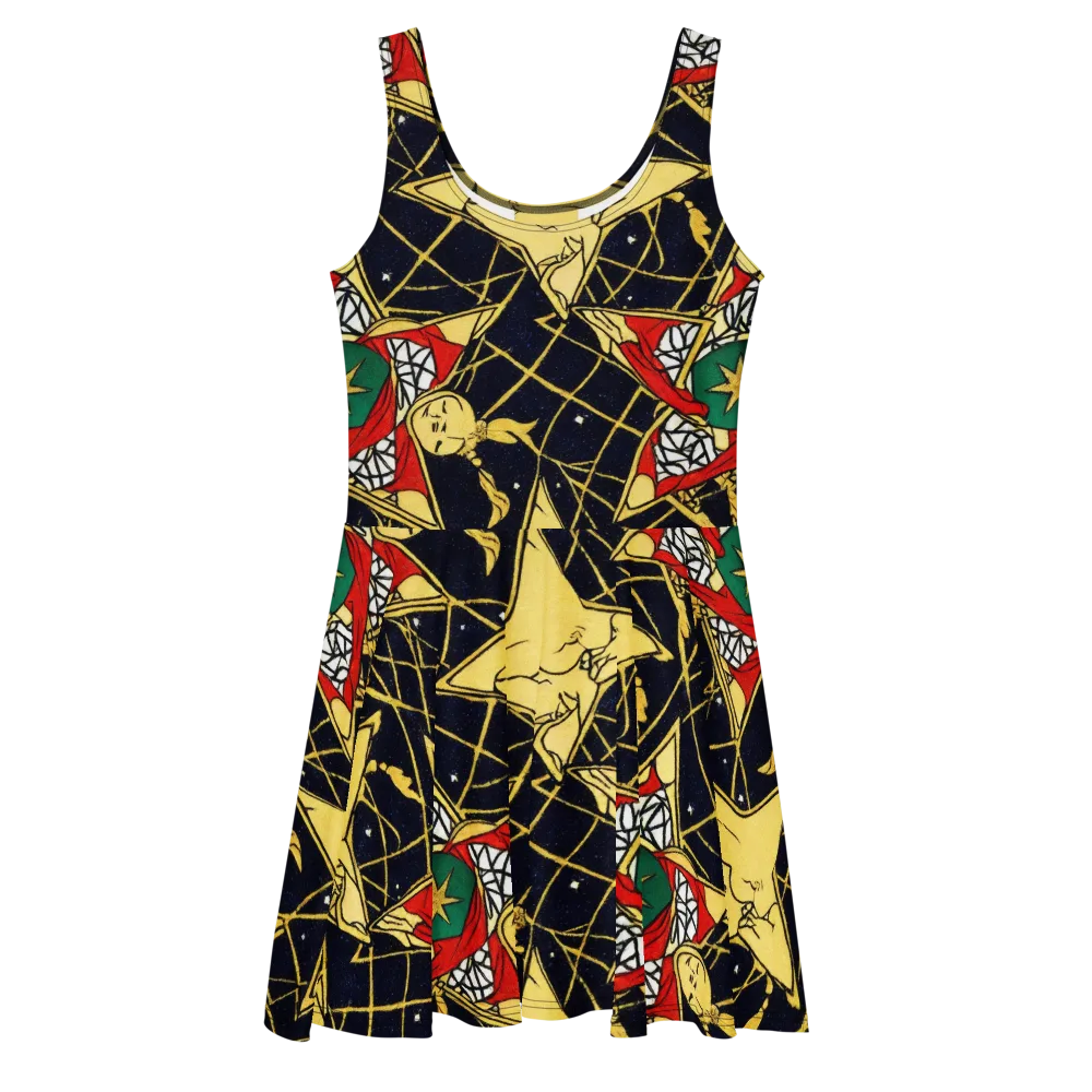 Midnight Starlets on Skater Dress — Front