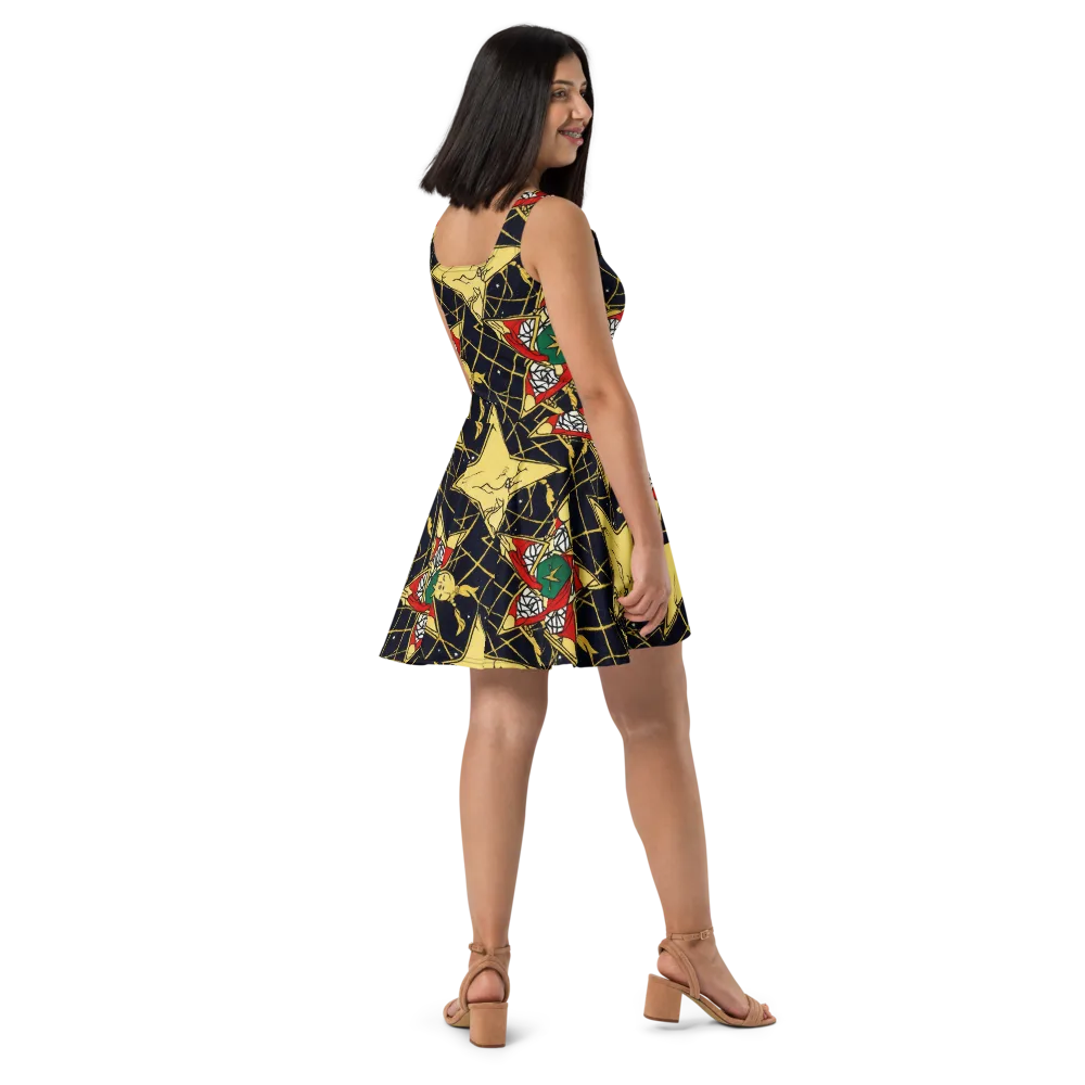 Midnight Starlets on Skater Dress — Right