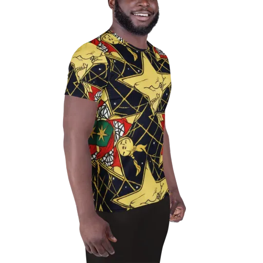 Midnight Starlets on a Men's Athletic T-Shirt