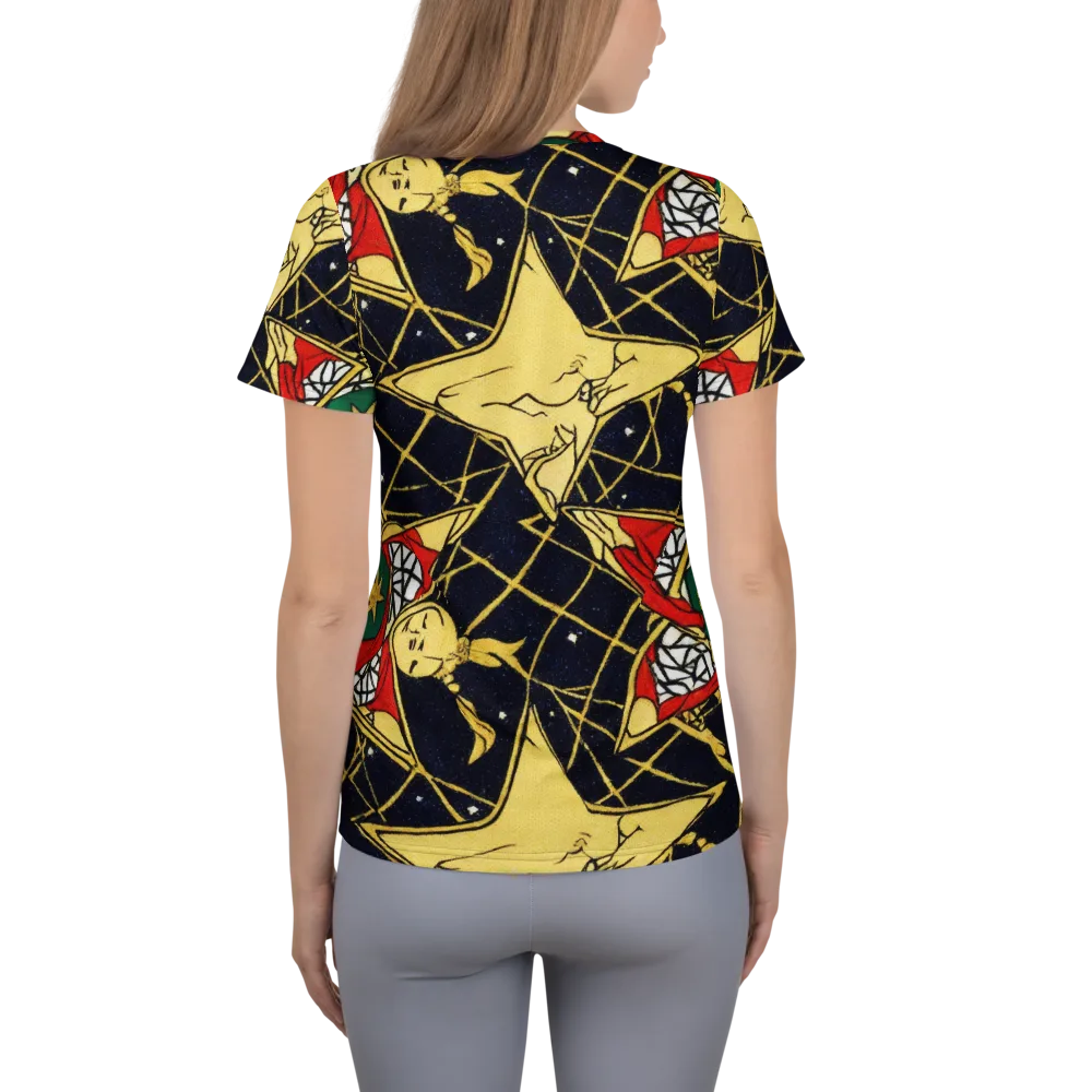 Midnight Starlets on Women's Athletic T-Shirt — Back