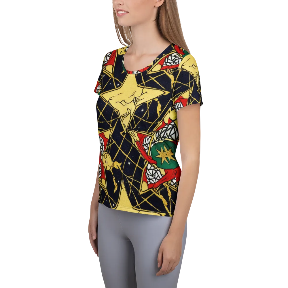 Midnight Starlets on Women's Athletic T-Shirt — Left