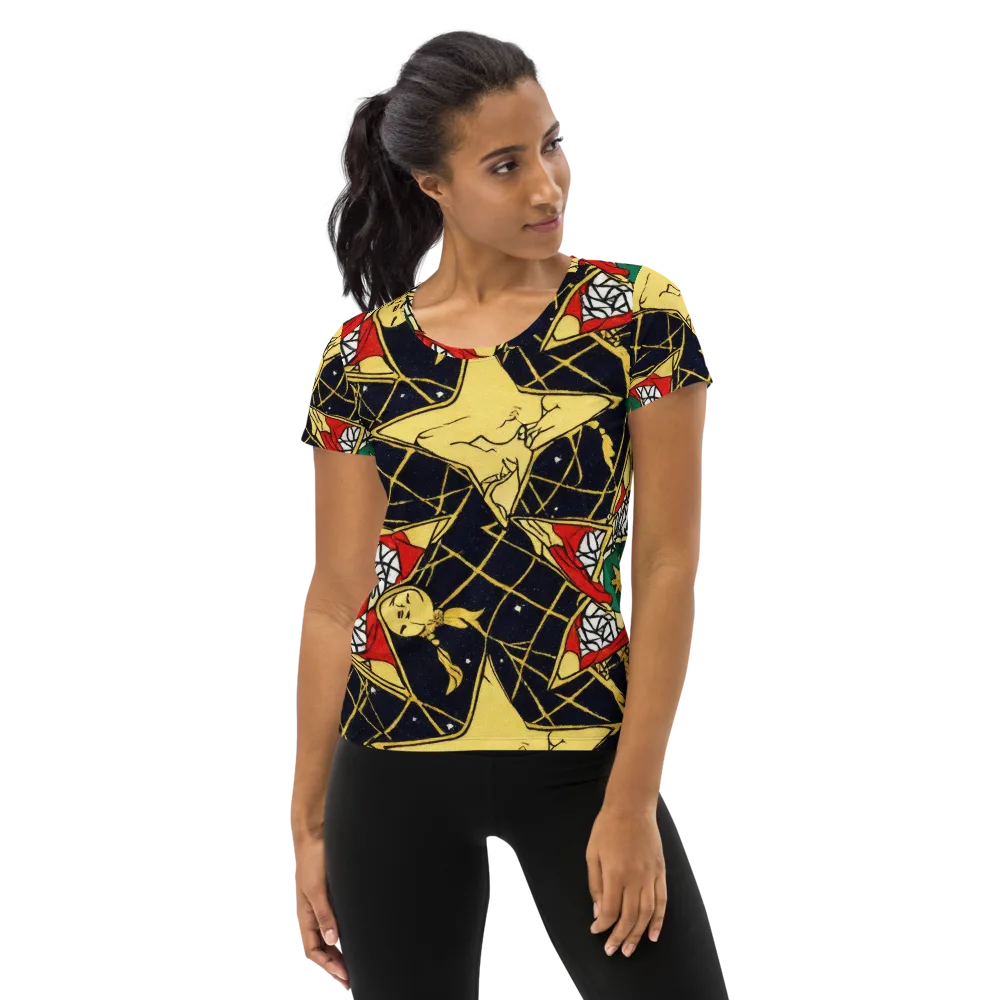 Midnight Starlets on Women's Athletic T-Shirt — Front