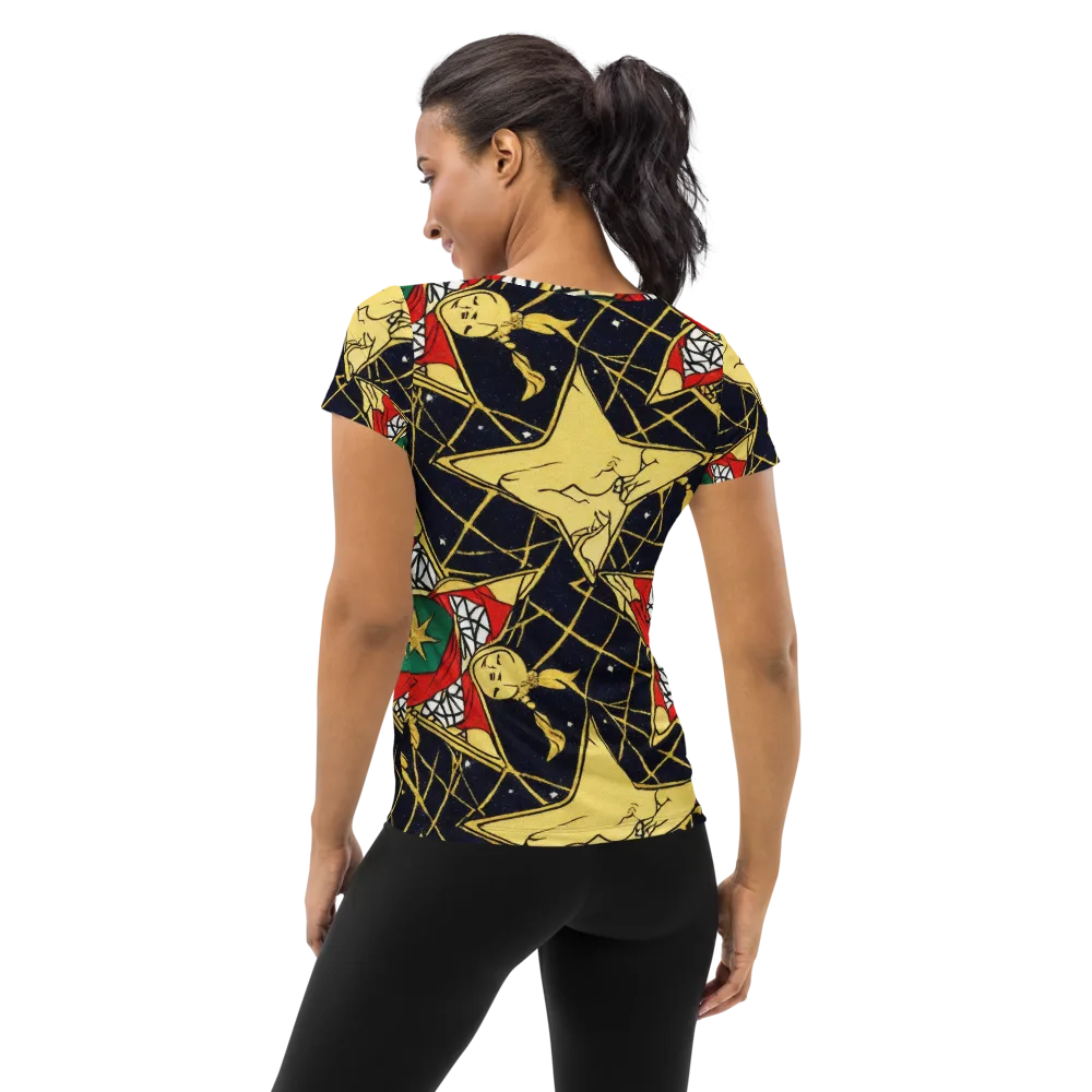 Midnight Starlets on Women's Athletic T-Shirt — Back