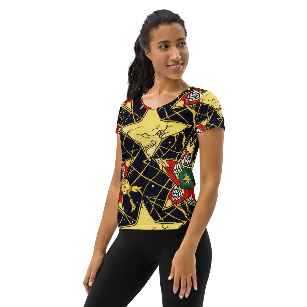 Midnight Starlets on Women's Athletic T-Shirt — Left